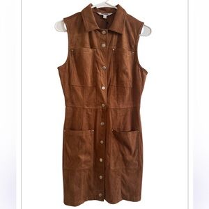 BB Dakota Brown Sleeveless Button-Down Dress